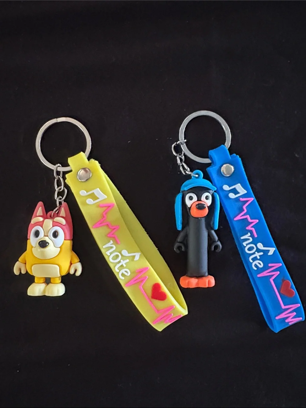 Bluey Blue and Yellow Cartoon Dog Keychain Bag Charm Set - Removable Strap